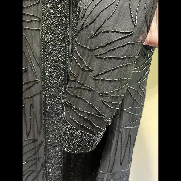 Vintage Brilliante by J.A. Women’s Size L Black Beaded 100% Silk Jacket - Picture 4 of 6